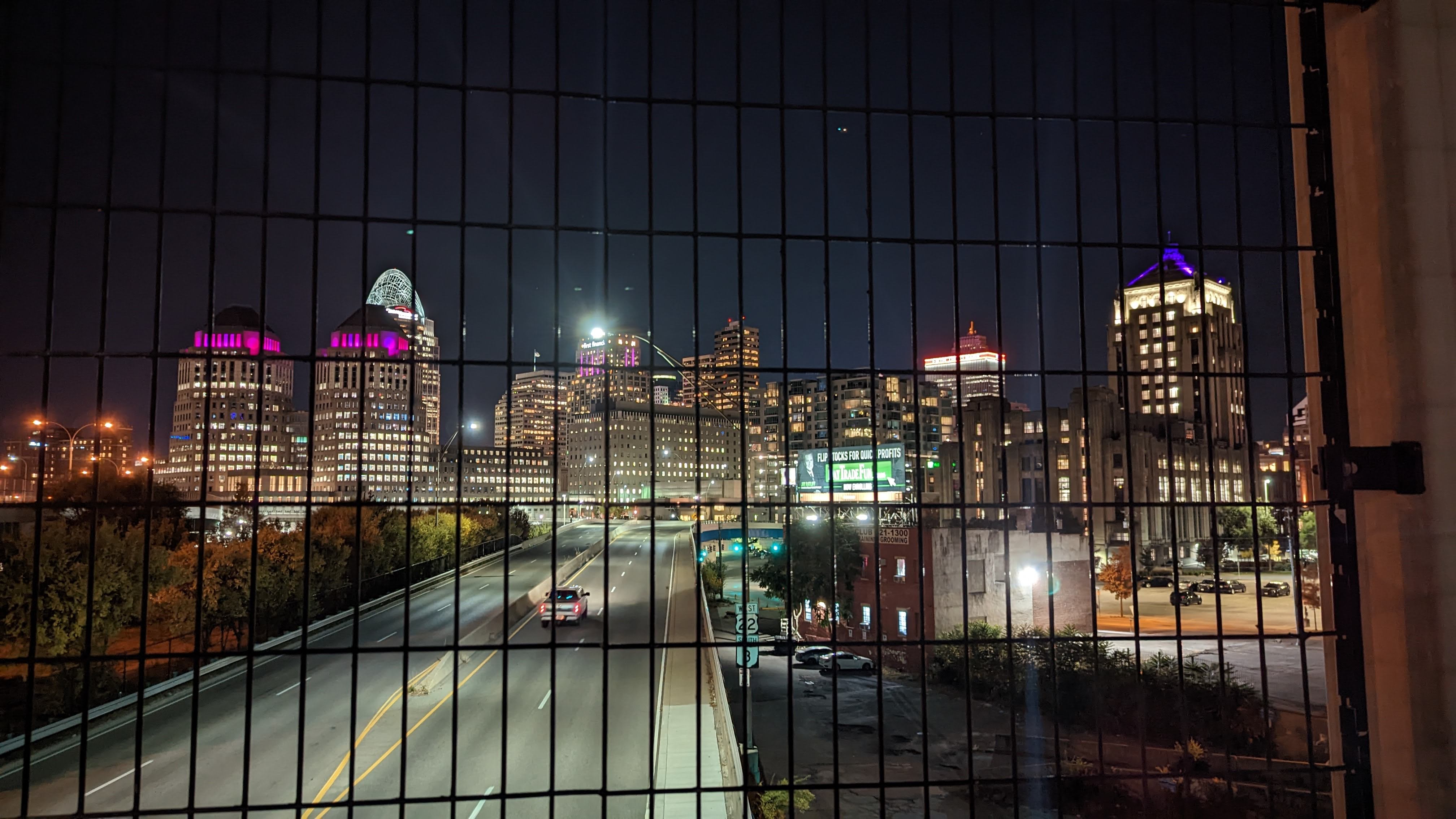 View of the Cincinnati skyline looking south on the court street steps bridge