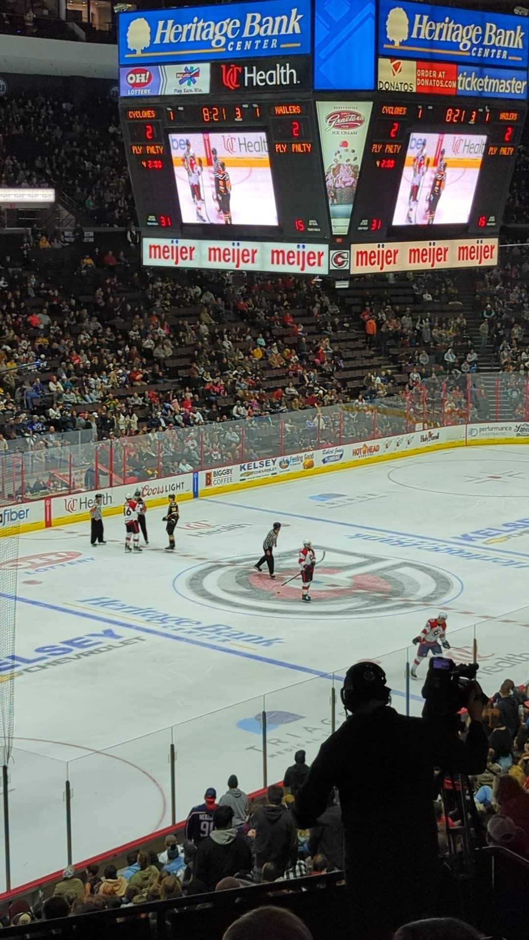 View of the Cincinnati Cyclones rink from the stands.